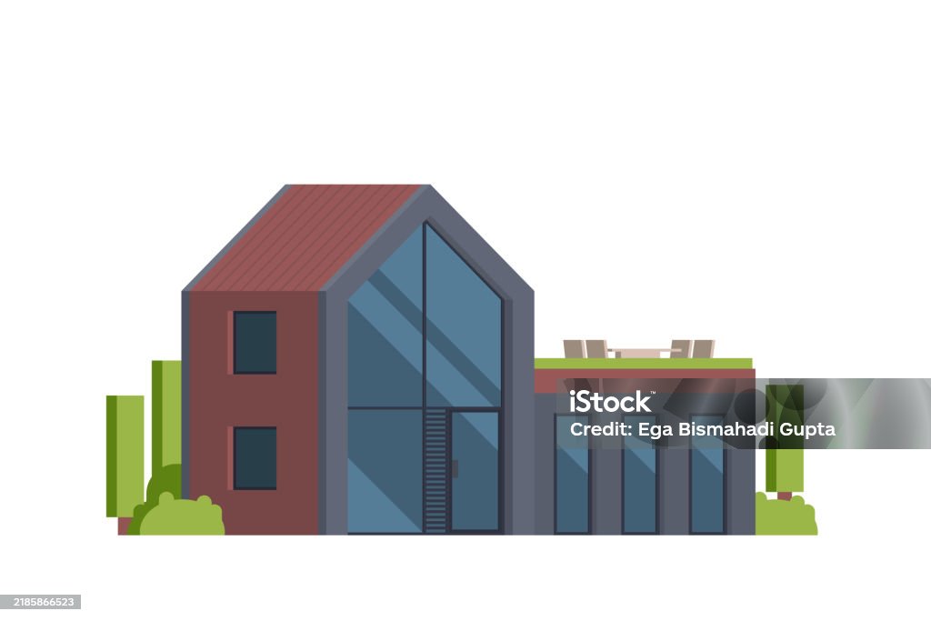 Modern House Building Vector Illustration Stock Illustration - Download ...