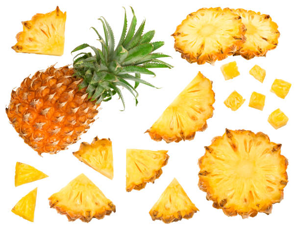 istock sliced baby pineapple isolated on white background. exotic fruit. clipping path 2185866527
