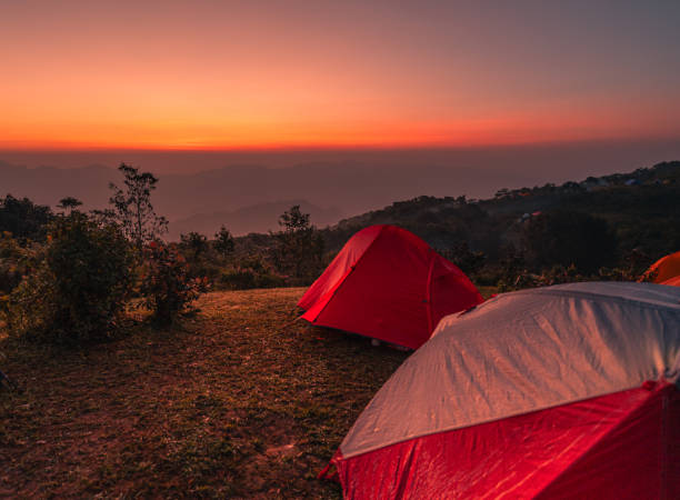 istock Camping Tent on the Mountain with Early Morning Light 2185869815