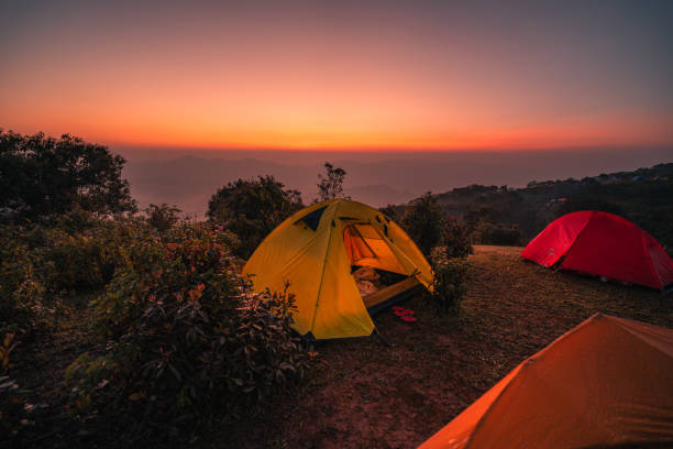 istock Camping Tent on the Mountain with Early Morning Light 2185869829