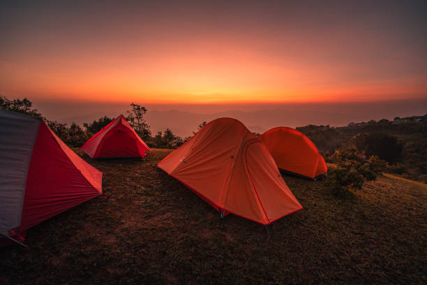 istock Camping Tent on the Mountain with Early Morning Light 2185869892