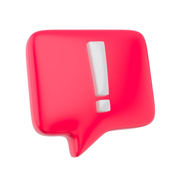 istock Red and white speech bubble exclamation icon sign or attention caution mark. Warning error message or problem. Concept of communication type talk. 3d rendering 2185875679