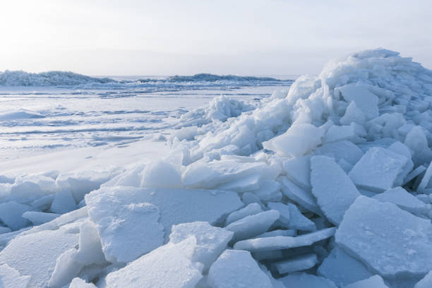 istock Winter landscape photography. Ice hummocks covered with snow 2185877112