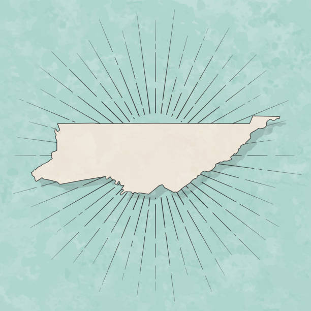 Sullivan County, Tennessee. Map in retro vintage style - Old textured paper Map of Sullivan County - Tennessee, in a trendy vintage style. Beautiful retro illustration with old textured paper and light rays in the background (colors used: blue, green, beige and black for the outline). Vector Illustration (EPS file, well layered and grouped). Easy to edit, manipulate, resize or colorize. Vector and Jpeg file of different sizes. tennessee map stock illustrations