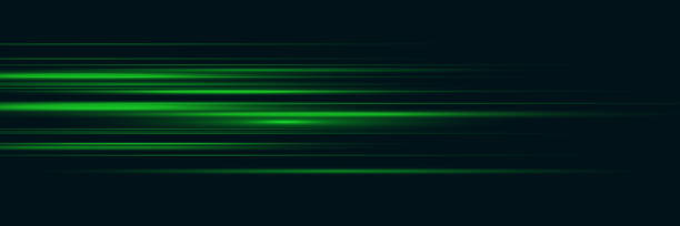 istock Particle motion effect. Magic of moving fast lines. Green special effect, speed line. Laser beams, horizontal light rays. Glowing flare spark and flash lights. Luminous trail. Vector 2185893912