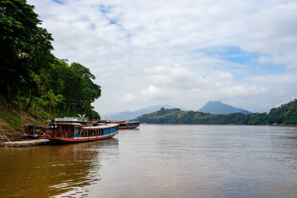 istock Boats on the Mekong River in Laos 2185897800