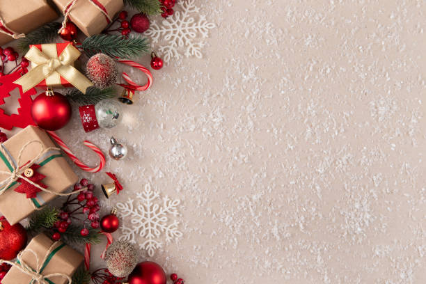 istock Vintage Christmas Background with Red and White Ornaments 2185903465