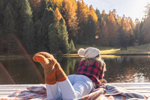 istock Cozy Relaxation by the Lake in Autumn 2185903682