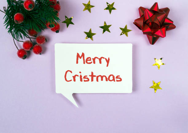istock Merry christmas is written on a white sign 2185905207
