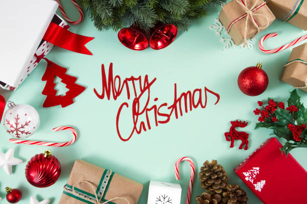 istock Vintage Christmas Background with Red and White Ornaments 2185911243