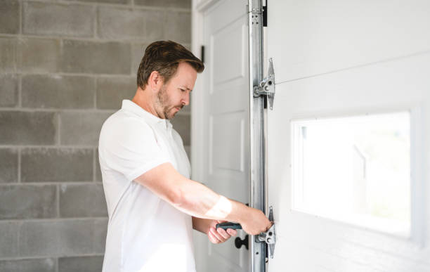 A nice men inspector or Fixing a garage door