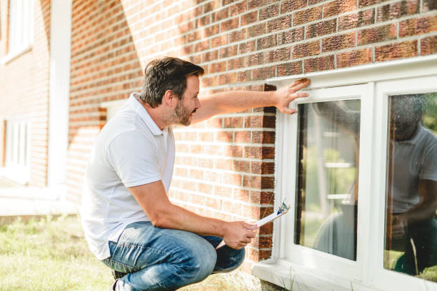 istock Man inspecting house window outside on day light 2185914862