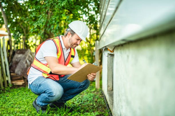 istock inspector or engineer is checking the building structure and house. After the renovate is complete 2185914974