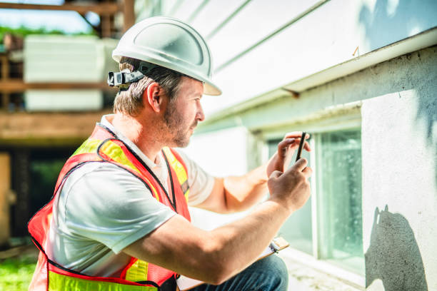 istock inspector or engineer is checking the building structure and house. After the renovate is complete 2185915026