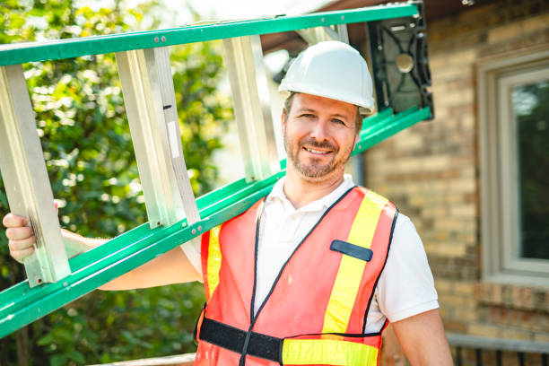 istock inspector or engineer with ladder checking the building structure and house roof specifications. 2185916180