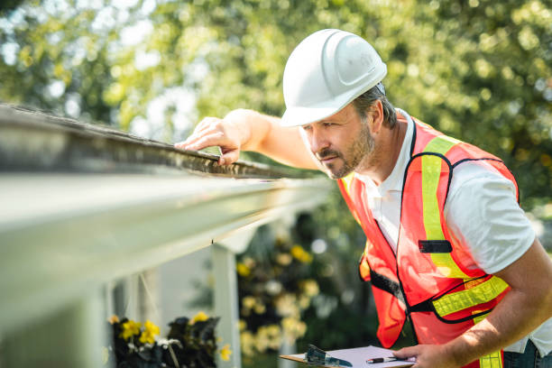 istock man with hard hat standing on steps inspecting house roof 2185916520