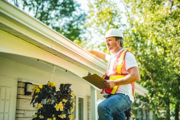 istock man with hard hat standing on steps inspecting house roof 2185916578