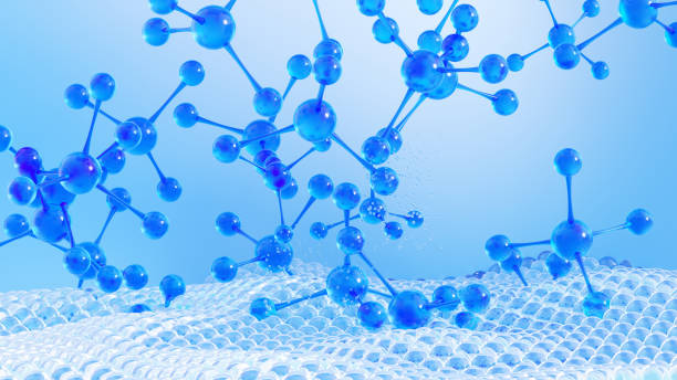 istock Modern Molecular Architecture with Glassy Bubble Texture and Floating Glass Spheres. 3D Rendering 2185918407