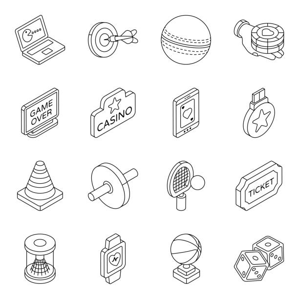 Set of Sports and Games Linear Icons Sports icons download is presenting creative icons. Football, rugby, basketball, success, cricket ball and much more. Catch the design success and kick out those old ideas. pac man vector stock illustrations
