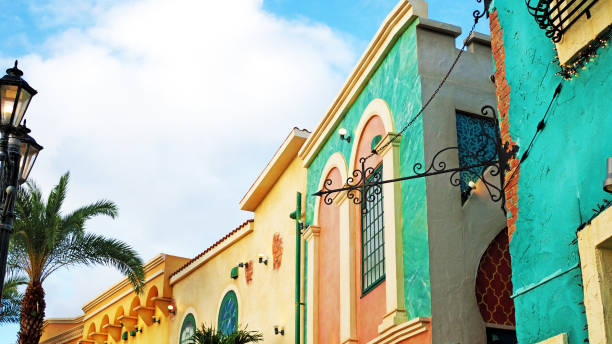 Colorful and retro-modern painted exterior walls