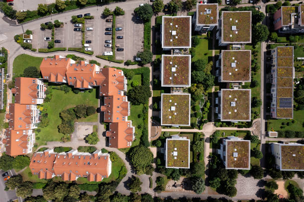 istock Apartment buildings from above 2185936739