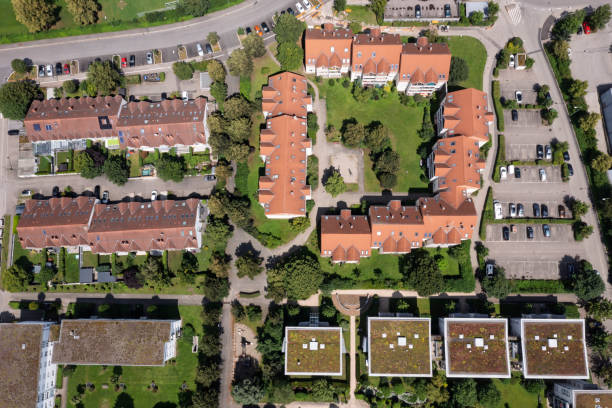 istock Apartment buildings from above 2185937543