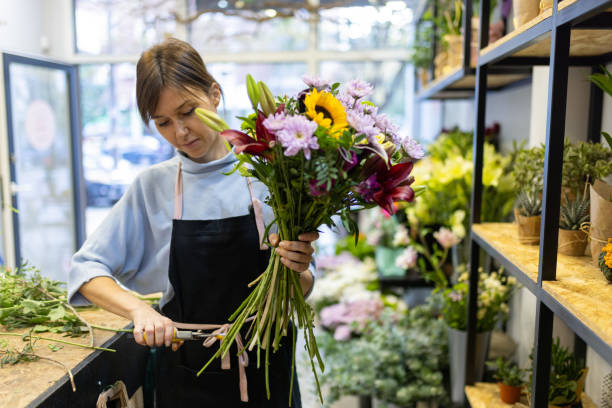 Florist in her flower shop