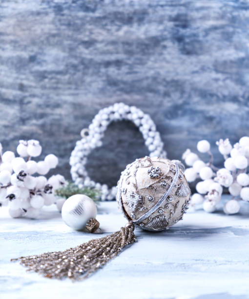 istock Christmas decoration on rustic wooden background. Soft focus. Copy space. 2185944821