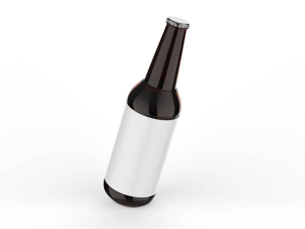 istock Blank beer bottle with label, mockup template on isolated white background, 3d illustration 2185944963