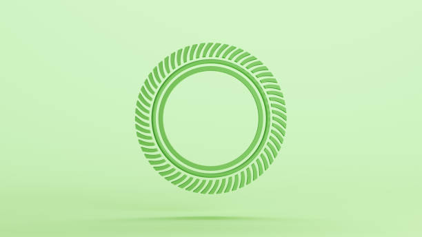 Green badge shield insignia emblem stamp banner shape design element neutral monochrome soft tones pale light mint tones pastel green background 3d illustration render