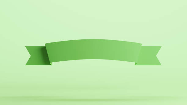 Green badge shield insignia emblem stamp banner shape design element neutral monochrome soft tones pale light mint tones pastel green background 3d illustration render