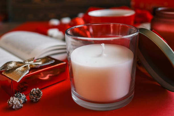 istock Candle in a cozy Christmas interior, mood 2185949994