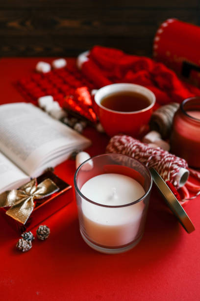 istock Candle in a cozy Christmas interior, mood 2185949996