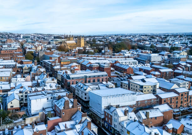 istock Sun catches Exeter Cathedral on a snowy winter day 2185952497