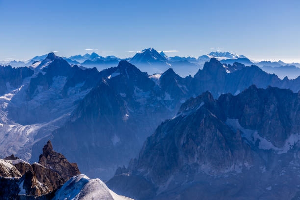 istock Snow mountains view in the Alps from Aiguille du Midi summit 2185959150