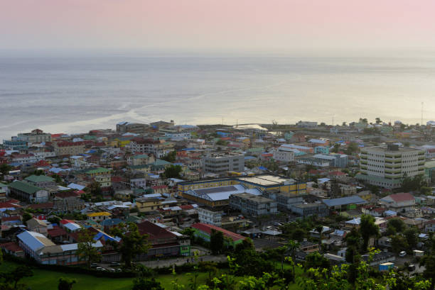 istock Downtown Roseau seen from Morne Bruce hill - sunset, Dominica 2185960512