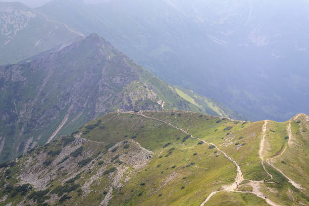 nature view with hiking trails on the mountain