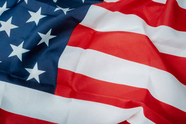 istock Red and white American flag with stars 2185971047