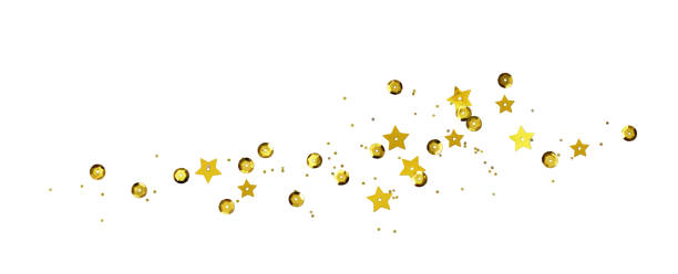istock Scattered golden seqines and stars isolated on white 2185977331
