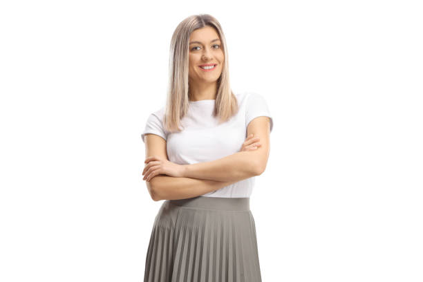 istock Young blond woman posing with folded arms 2185977645
