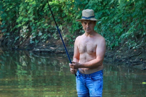 nature river forest relax positive emotions fishing hat sunny day
