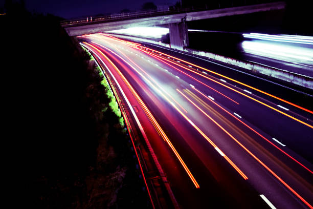istock Long exposure of car lights on M6 2185983506