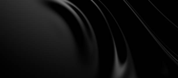 istock 3d soft black waves background. Dark silk crumples. Elegant minimalistic satin ripples backdrop. 3d render illustration 2185986800