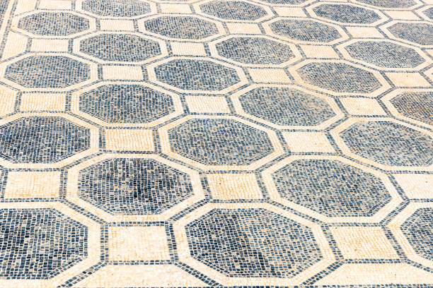 Mosaic in the domus of the Ruines d Empuries, Roman and Greek ruins located on the Costa Brava, Girona, Catalonia, Spain