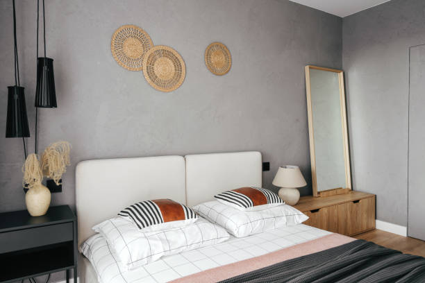 istock Modern bedroom with minimalist decor and natural elements in cozy setting 2185993742