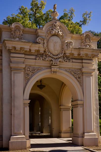 istock Decorative limestone arched gateway to the park 2185994539