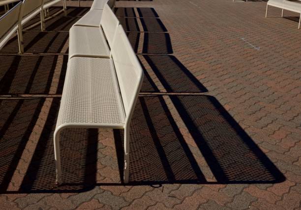 istock Public park benches await the next performance in the amphitheater 2185994857