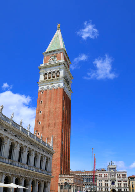 View of Saint Mark's Basilica and Campanile seen through arch in Venice,Italy
