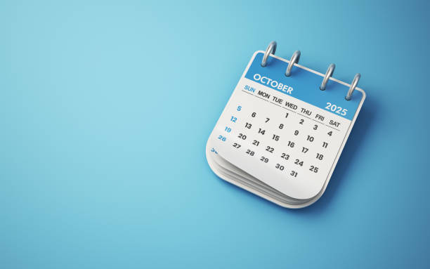 istock October 2025 Calendar on Light Turquoise background, Desk Calendar 2185999941