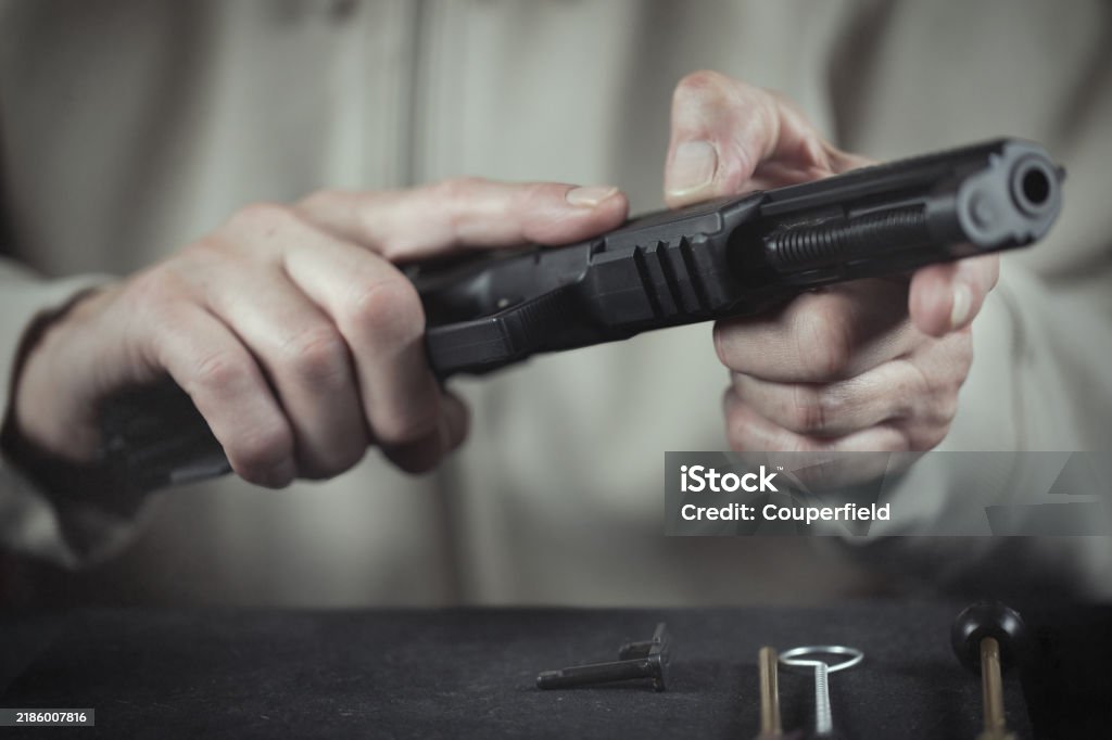 Checking Revolver Rounds Checking Assembling And Disassembling Of 9 Mm Compact Handgun Stock ...